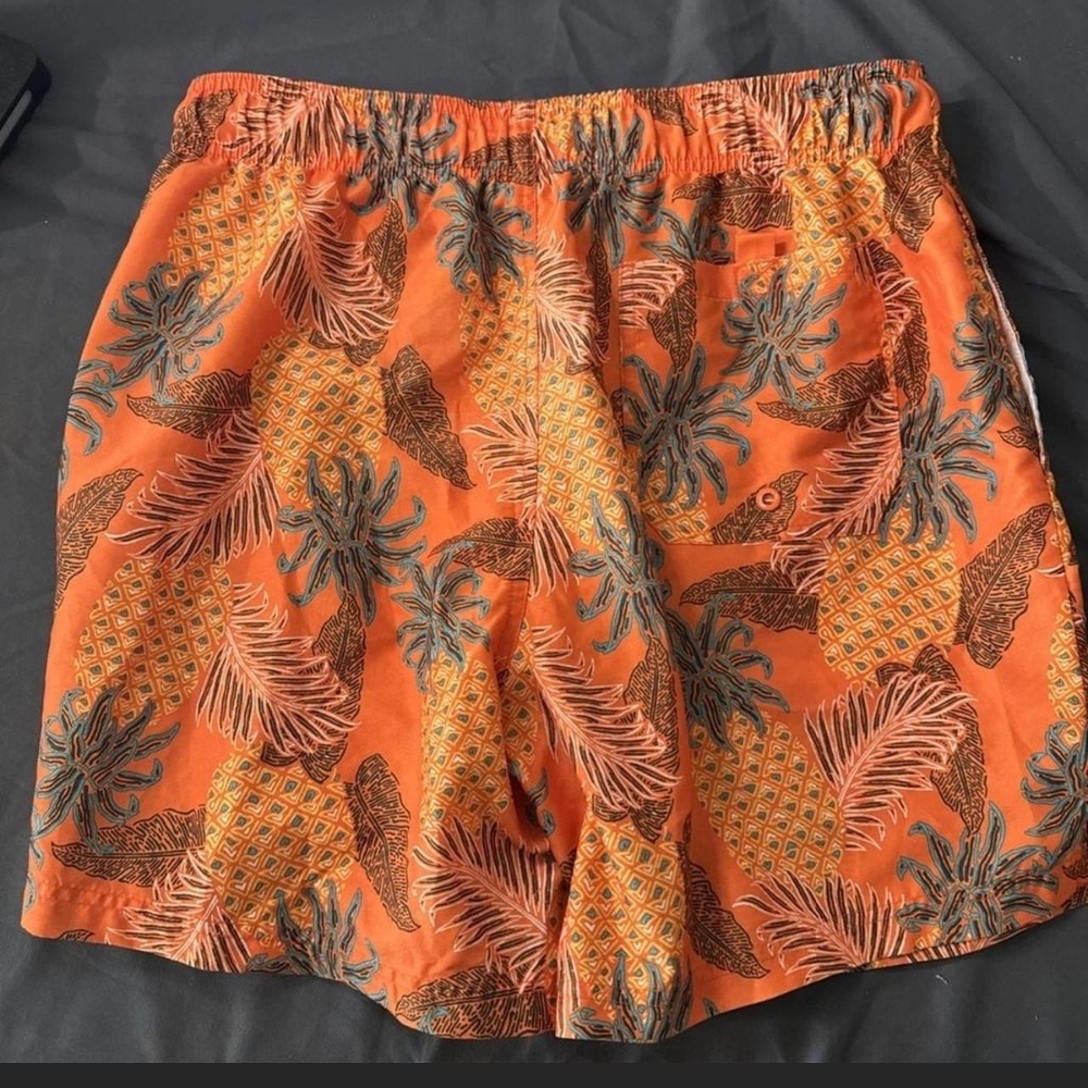 George Orange Pineapple Print Swim Trunks